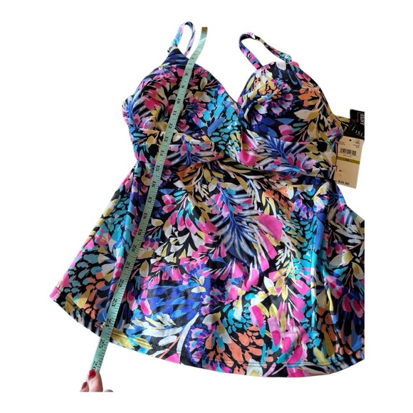 Island Escape Women's Floral Print Gemini Underwire Tankini Top - 14 - Multi - Picture 7 of 13